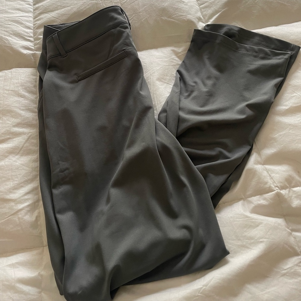 Cool grey stretchy slacks. Straight leg. Size M